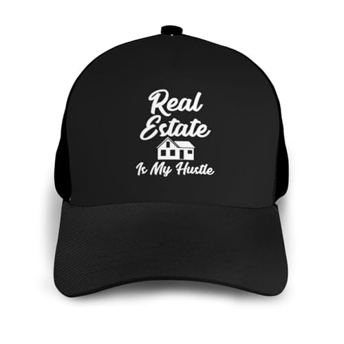 Real Estate is My Hustle Funny Realtor Gift Bonnets Curved Brim Mesh Baseball Cap Casual Sun Hat Unisex3