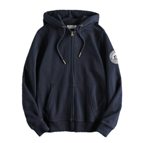 Sudadera con capucha para hombre con cremallera y bordado informal