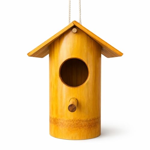 Natural Bamboo Bird House for Birds | Handmade Hanging Nest for Sparrow, Finches & Small Birds | Ideal for Balcony, Garden & Outdoor Decor