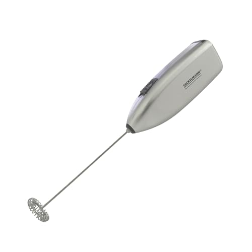 Fackelmann Frullino montalatte a immersione, montalatte elettrico, schiuma latte, cappuccinatore funziona a batteria e Mini Frusta in Acciaio inox per latte, cappuccino, caffè, 20,5 x 3,8 cm