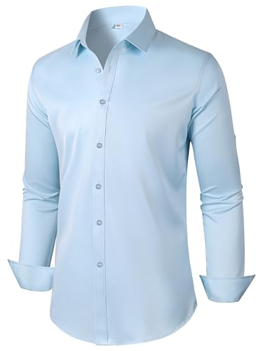 Mens Dress Shirts Long Sleeve Collared Shirt Wrinkle Resistant Formal Shirts Business Casual Button Down Shirt2