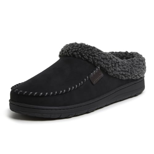 Dearfoams Men's Indoor/Outdoor Breathable Memory Foam Clog Offered in Wide Widths, Black, Large