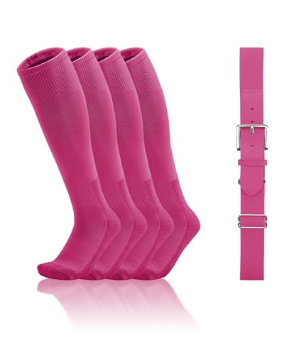 Image of QBK Toddler Baseball Socks And Belt Set, 2 Pairs of Socks & 1 Belt