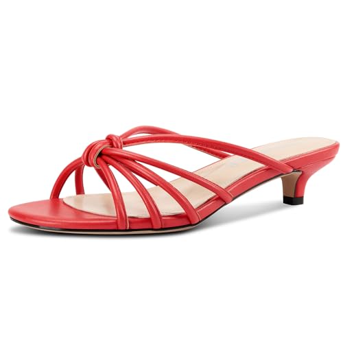 Image of TNYNFBEB Womens Sandals Mules Low Kitten Heel Open Toe Shoes Slip-on Slingback Prom Party Dress Summer 1.4 Inches Heels