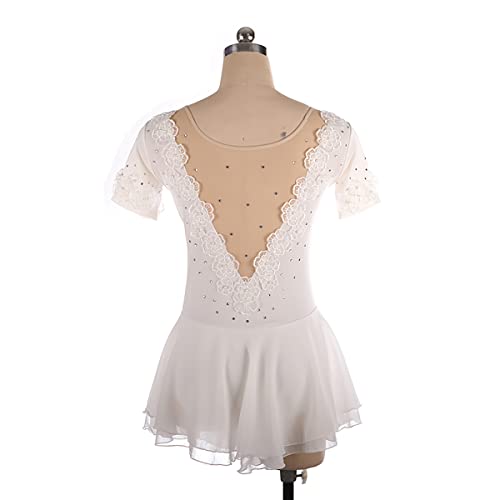 kzytamz Collant feminino para patinação no gelo gradiente para mulheres manga curta com contas saia