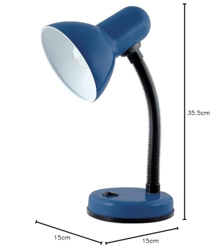 HOMELIFE 35w 'Classic' Flexi Desk Lamp with Versatile Flexible Neck - Integral On/Off Switch - Approx. 34cm Height - L958NB - Midnight Blue