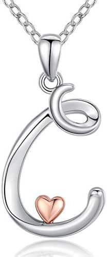 CELESTIA Initial Letters Necklace for Women Girls, Personalized 925 Sterling Silver Alphabet and Heart Pendant Jewellery A to Z