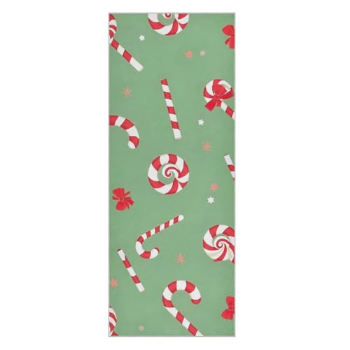 Hezely Non-Slip Hot Yoga Towel - Mat-Sized, Super-Absorbent Microfiber Sweat Towel for Gym, Bikram, Pilates and Yoga Mats,Christmas Candy Print