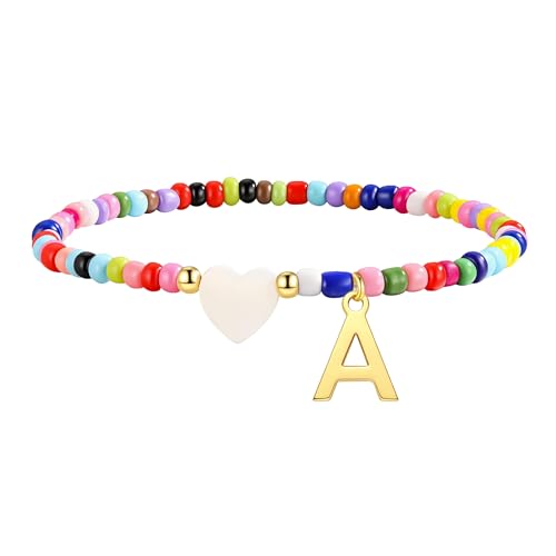 Decholly Initial Bracelets for Women Girls - Teen Girl Gifts Trendy Stuff Colorful Initial A Bracelet Birthday Gifts for 5 6 7 8 9 10 11 12 Year Old Girl Jewelry