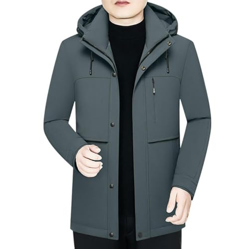 Chaqueta de plumón gruesa abrigo invierno hombre mediana edad con capucha