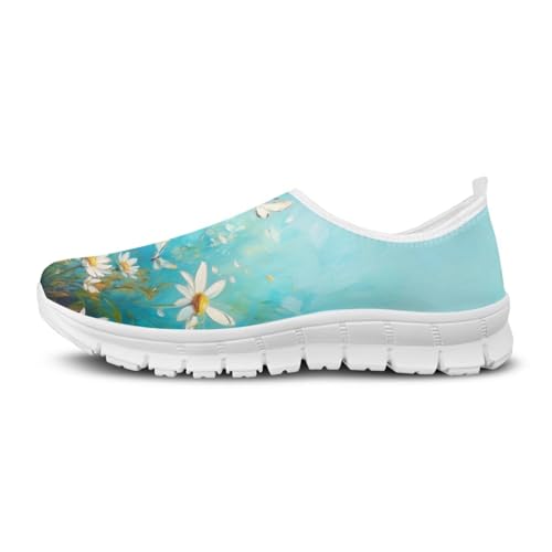 Image of Floral Sneakers for Women Colorful Art Shoes for Women Slip On Casual Work Shoes