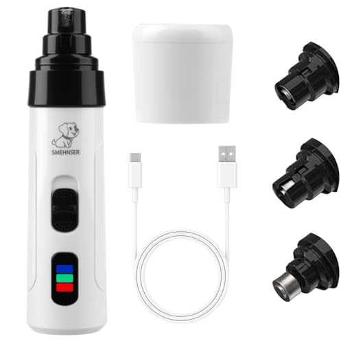 Silent Dog Nail Grinder Cordless Electric Pet Nail Trimmer USB Rechargeable Dog Claw Grinders Low Noise Diamond Bit Nails Clippers File Trimmer for Dogs & Cat