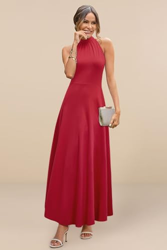 Image of STYLEWORD Women's Summer Floral Halter Maxi Dress Vacation Semi Formal 2026