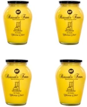 Rawat's Farm A2 Vedic Bilona Cow Ghee 1000ml (Pack of 4) | Glass Jar | Curd Churned Bilona Ghee | Government Laboratory Passed | 100% Natural | Immunity Booster | Good for Heart | (1000 ml(Pack of 4))
