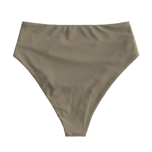 Image of ZAFUL Women High Waisted Bikini Bottoms Ruched Swimsuit Bottom Tummy Control Bathing Suit Bottoms Lightcoffee XL