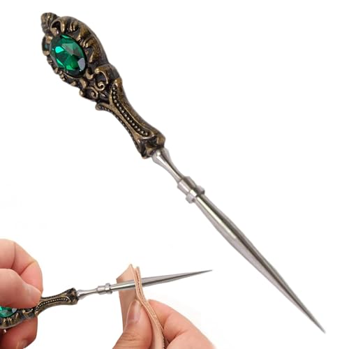 Wezalget Punteruolo da ricamo vintage | Strumento per punteruolo da cucito con manico europeo Strumento per punteruolo da punzonatura in pelle dal design vintage - per cucire, uncinetto, punzonatura