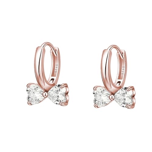 SLUYNZ Pendientes de aro pequeños de plata de ley para mujer, aretes de aro con lazo de circonita cúbica, S, Plata de ley, Circonia cúbica