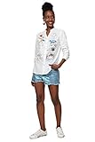  Desigual Camiseta de Manga Larga para Mujer, Color Camisa, Blanco (Blanco 1000), XS