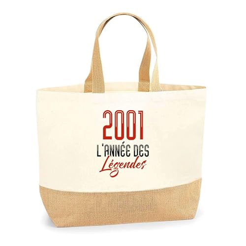 Sac Jute 2001 l'année des légendes cabas fourre-tout pour la plage et le marché