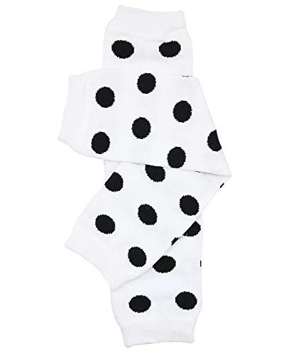 Halloween baby & toddler Leg Warmers for Girls & Boys in various styles (One Size (12 pounds to 10 years), White with Black Dots)