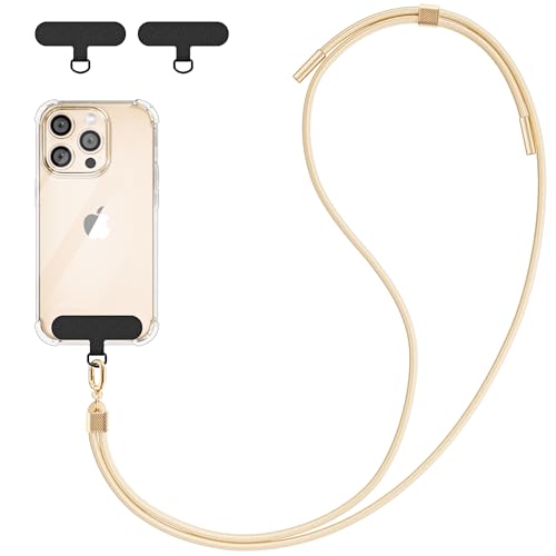 DiDaDi Chaîne de téléphone Portable Universelle à Porter Autour du Cou - Convient pour Tous Les Smartphones - Cordon Porte-clés avec 2 Coussinets - Compatible avec Toutes Les lanières de Smartphone