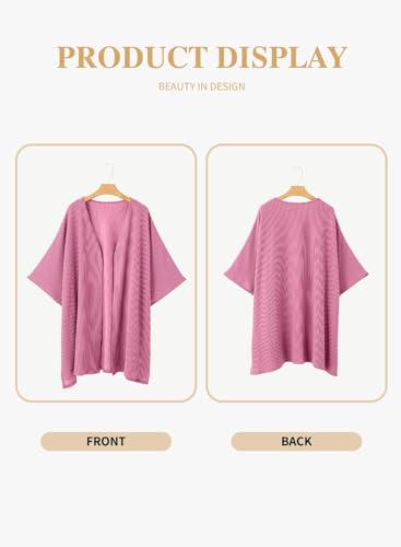 Image of Eytino Women Plus Size Lightweight Cardigan Half Sleeve Ribbed Knit Kimono Cardigans Tops(1X-5X)
