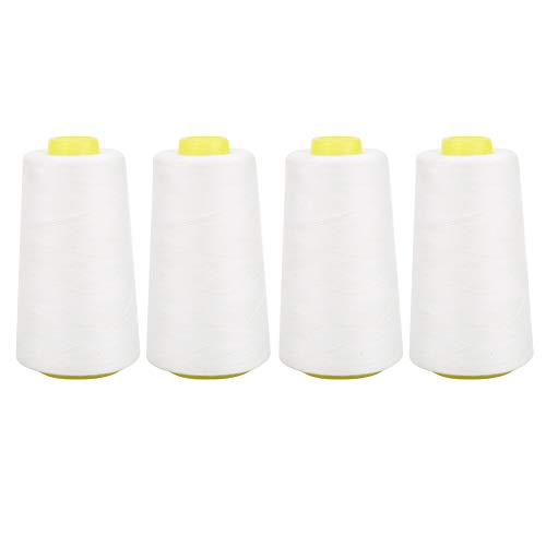 Hilo de Costura de Poliéster Leftwei 4PCS, 3000 Yardas, Blanco, Fuerte y Duradero, Multifuncional para Tela miniatura 6