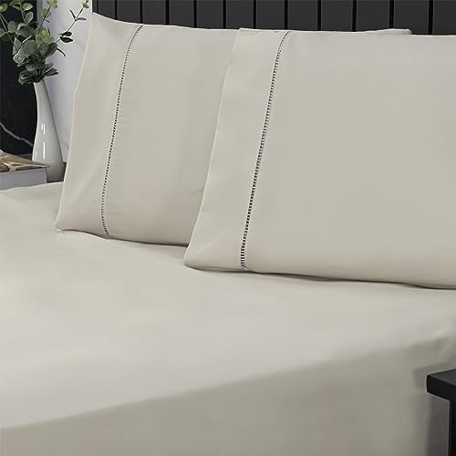 Jogo de Cama King Percal 400 Fios Ponto Palito 03 Peças, Antiácaro, Anti-pilling com Toque Macio - Bege