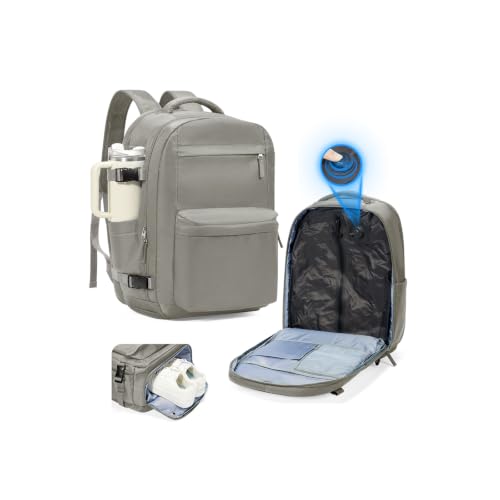 Image of suradar Vacuum Backpack Travel with Pump,Travel Backpack with One Button Vacuum System Vacpack Sealed Compression Airbag Carry on Flight Approved Laptop Backpack Space Saver Bags Brown