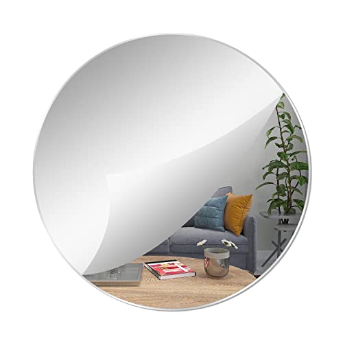 YXYAOLEE, 1 Paquete, Espejo Redondo acrílico, Espejo Redondo Autoadhesivo, Pared, hogar, Sala de Estar, Dormitorio, Pegatinas Decorativas (20 * 20cm)