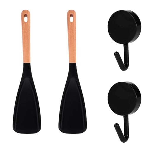 2pcs Cedar and Ash Spoon Set, Multifunction Heat-Resistant Silicone Spatula Spoonula for Cooking...