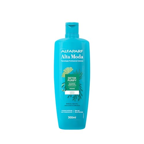 Alta Moda Detox Purify Shampoo - Cabelos soltos e leves da raiz às pontas - Limpeza poderosa e prolongada - Cabelos oleosos 300ml