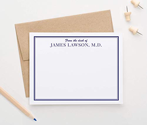 Image of Modern Pink Paper Personalized Stationery For Men, Personalized From the Desk of Stationary, Professional Stationery, Your Choice of Colors and Quantity