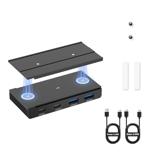 EJAY 10Gbps Magnetic USB-C Hub 4-Port USB 3.2 Gen2 Desktop Hub with 47 Extra Long Cable Aluminum USB C Splitter Under Desk Mount Multi Port USB Hub for MacBook PC Surface SSD Black