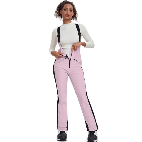 ALSOGO Damen Snow Bibs Isolierte wasserdichte Winddichte Skihose Overall Winter Snowboarding Hose Warmhalten Bequem Rosa M
