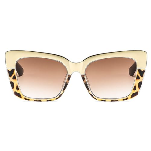 Image of Vintage Square Sunglasses Men Women Cat Eye Sun Glasses Fashion Trendy Eyewear Black Shades Gradient Glasses UV400 (gold leopard)