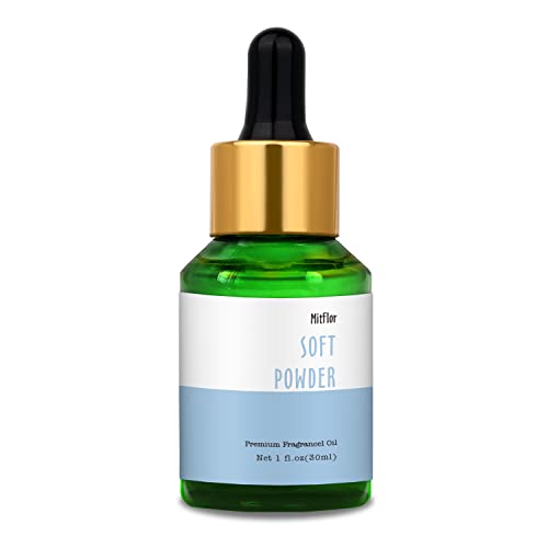 Image of Soft Powder Fragrance Oil, MitFlor Single Scented Oil, Large Size Fragrance Oil for Diffuser, Soap & Candle Making Scent, Aromatherapy Oil, Clean Scent for Home Fragrance, 30ml