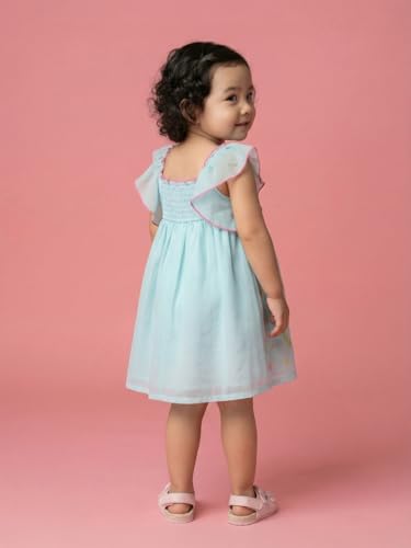 Image of Nautinati Baby Girls Trendy Fit & Flare Frock with Styled Sleeves | Age 0-3 Years