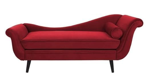 Image of 2 Seater Rosewood Chaise Lounge Couch Sofa with Velvet Fabric for Living Room, Bedroom & Office