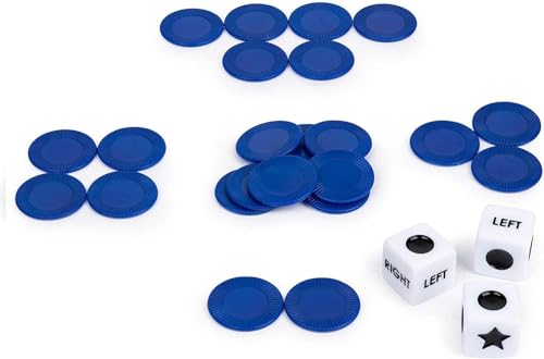 Qintreesify 24Pcs Blue Left Right Center Dice Game Prime | Innovative Blue Dice Game Set with 3 Dices, Perfect for Family Nights and Friends Gatherings