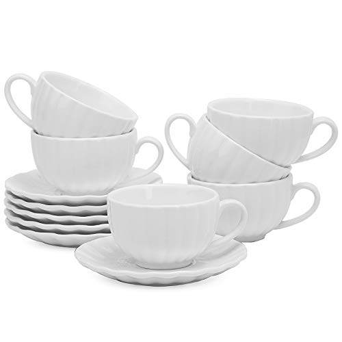 amHomel Espresso Cups Set of 6 - 6 Oz Coffee Cups with Saucers Porcelain Espresso Cups for Tea and coffeeMulticolor Espresso Coffee Cups