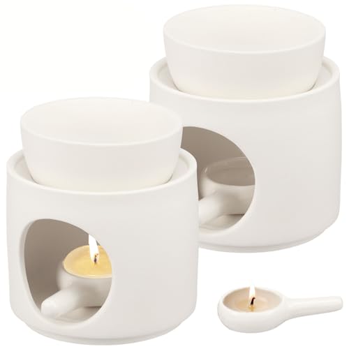 Brûleur d'encens en céramique blanche - Lot de 2 supports parfumés pour huiles essentielles - 2