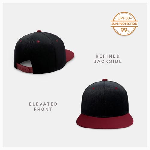 CHOK.LIDS Flat Bill Visor Classic Snapback Hat Blank Adjustable Brim High Top End Trendy Color Style Plain Tone Baseball Cap