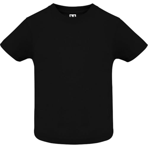 Baby T-Shirt mit Rundhals, Kurzarm, Uni, Schwarz, 6564, Gr. 12M