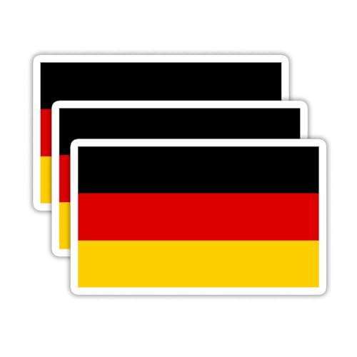 Image of (3PCS) Germany Flag stickers, Countries Flag Stickers - Waterproof Vinyl Decals For Laptops, Tumblers, Water Bottles, Books, Scrapbooks, Size 3 x 1.8