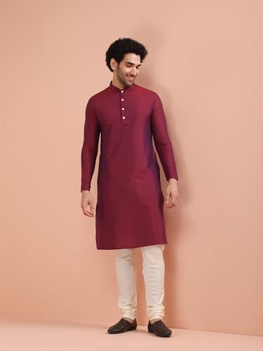 Image of KISAH Men Kurta Waistcoat Churidar Set