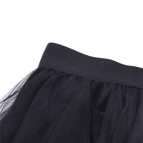 Women Mesh Layered Tulle Skirt Irregular Hem Elastic High Waist Elegant Fairy Solid Bubble Lace Ballet Midi Skirt2