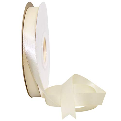 Image of Morex Ribbon 08816 /50-028 Double Face Satin Ribbon, 3 /8 inchx 50 Yd, Antique White