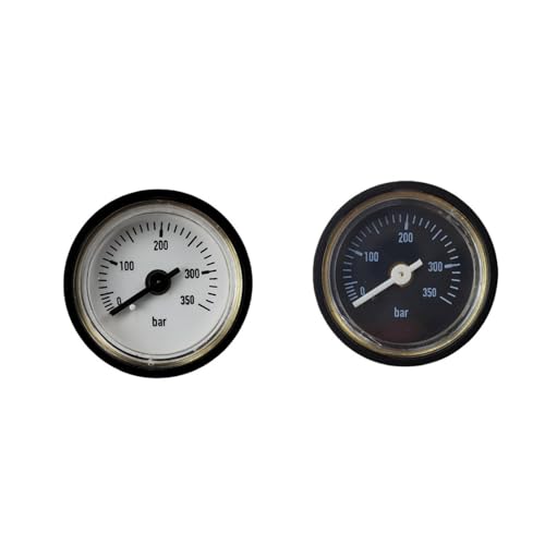 350Bar Mini Micro Gauge Regulator Parts 28mm Pressure Gauge for Paintball Airsoft Air Rifle 1/8\" BSP PCP Gauge FX EDGUN Manometer Paintball Gauge (Black with Cover, 1/8BSP)