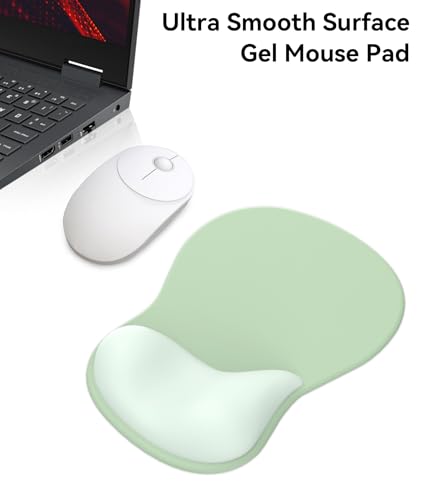 Image of eulps Mouse Pad with Gel Wrist Rest, Ergonomic Comfortable Computer Wrist Support for Laptop, Pain Relief Mousepad with Non-Slip PU Base for Office & Home (Green)